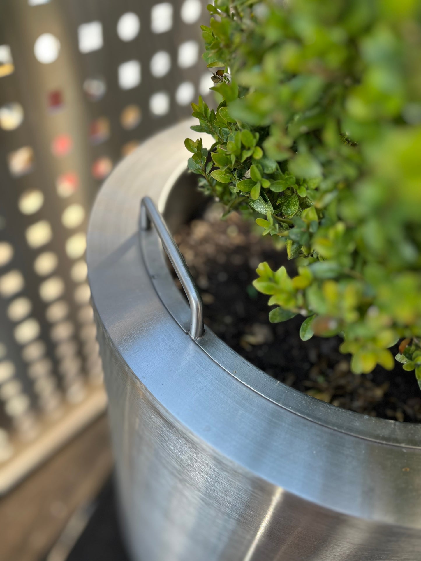 Edelstahl Blumentopf rund