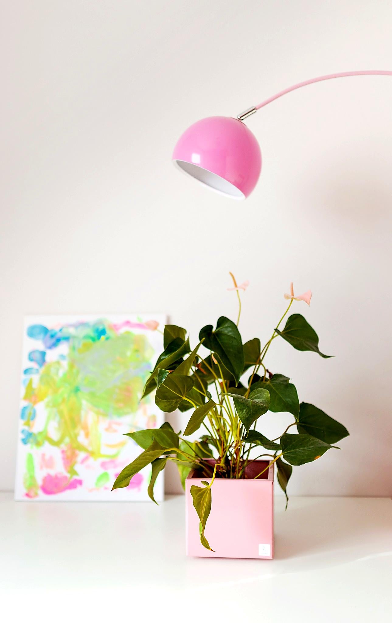 Blumentopf rosa modern schlicht Metall Beschichtet hochwertig robust stabil