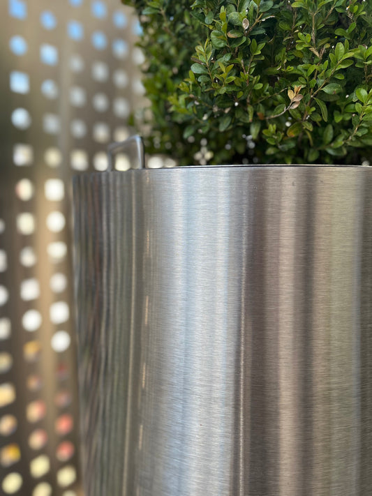 Edelstahl Blumentopf rund